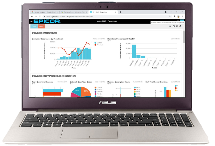 screenshot of Epicor Advanced MES